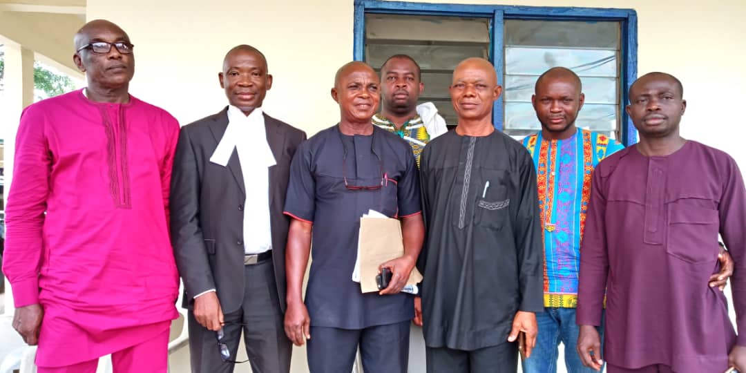 Team of supporters and lawyer to Elezianya after court struck out case of APC candidate on Friday in Owerri Tribunal 