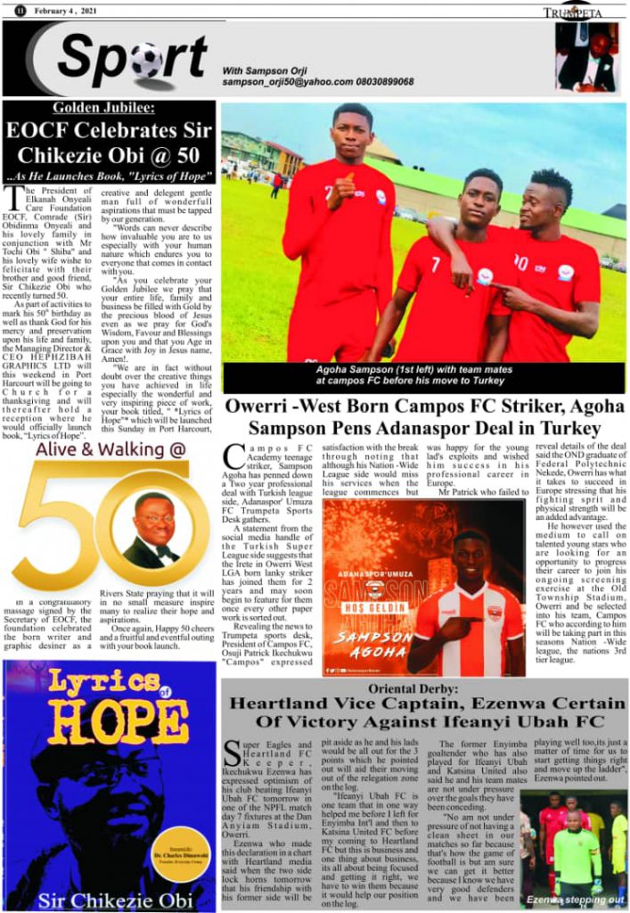 Golden Jubilee: EOCF Celebrates Sir Chikezie Obi @ 50                                                ..As He Launches Book, “Lyrics of Hope”