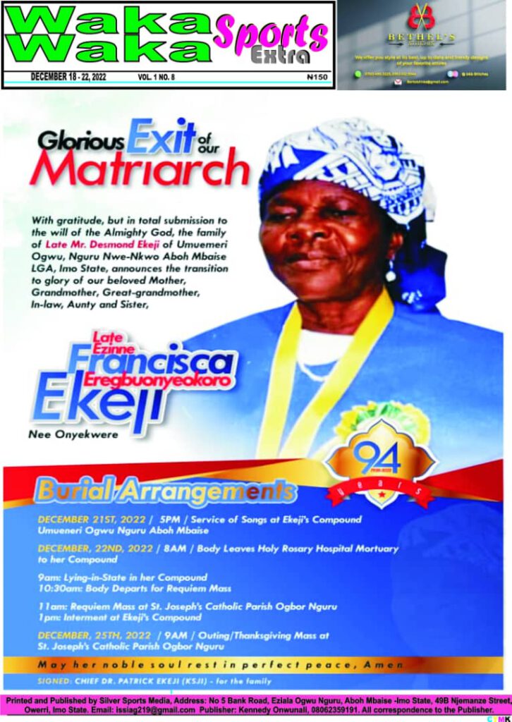SWAN Patron & Former NSC DG, Ekeji Buries Mum Dec 22