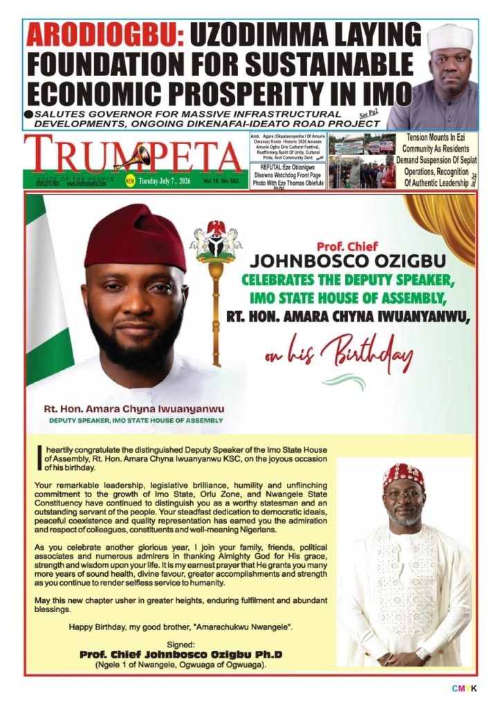 Cover and Inside Pages of Trumpeta, Tuesday, 7th July,2026