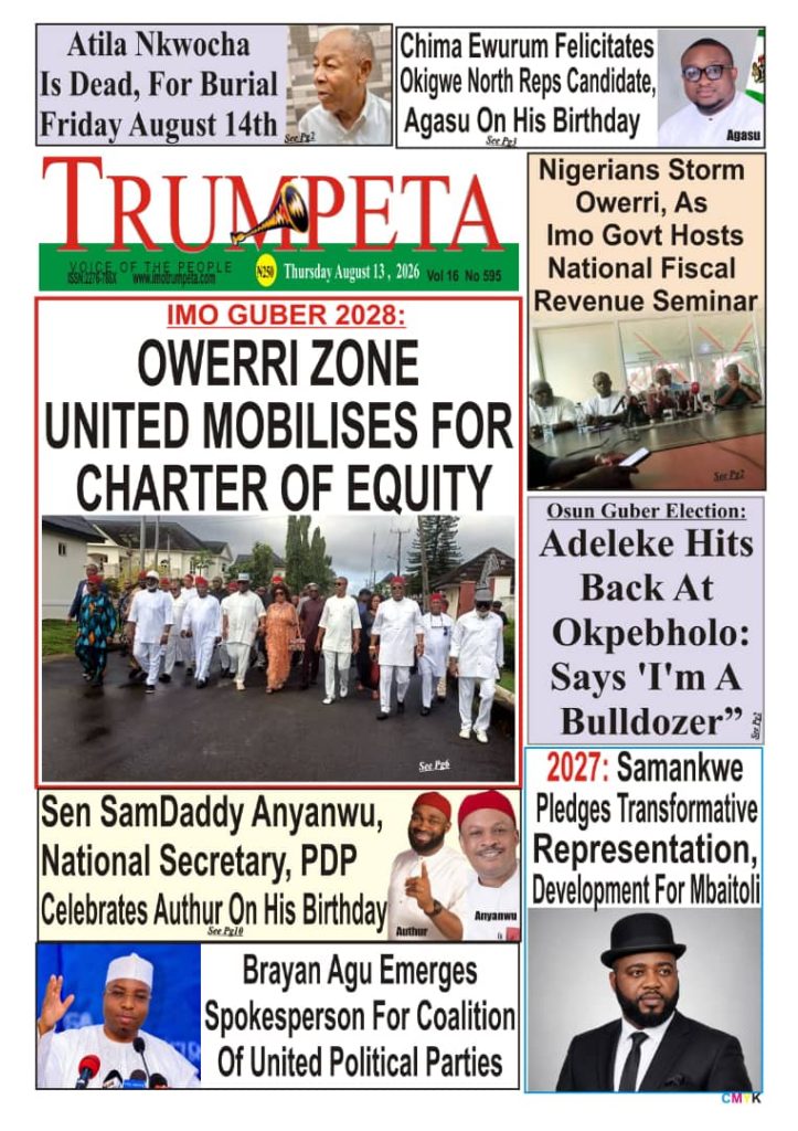 Cover and Inside Pages of Trumpeta Thursday August, August 13th, 2026