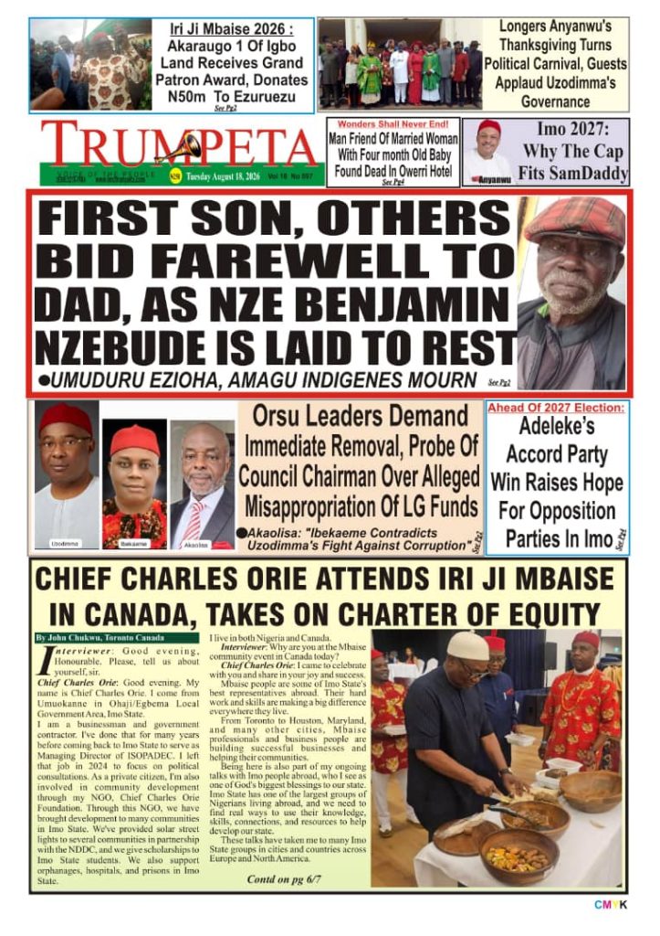 Cover and Inside Pages of Trumpeta Tuesday, August 18th, 2026