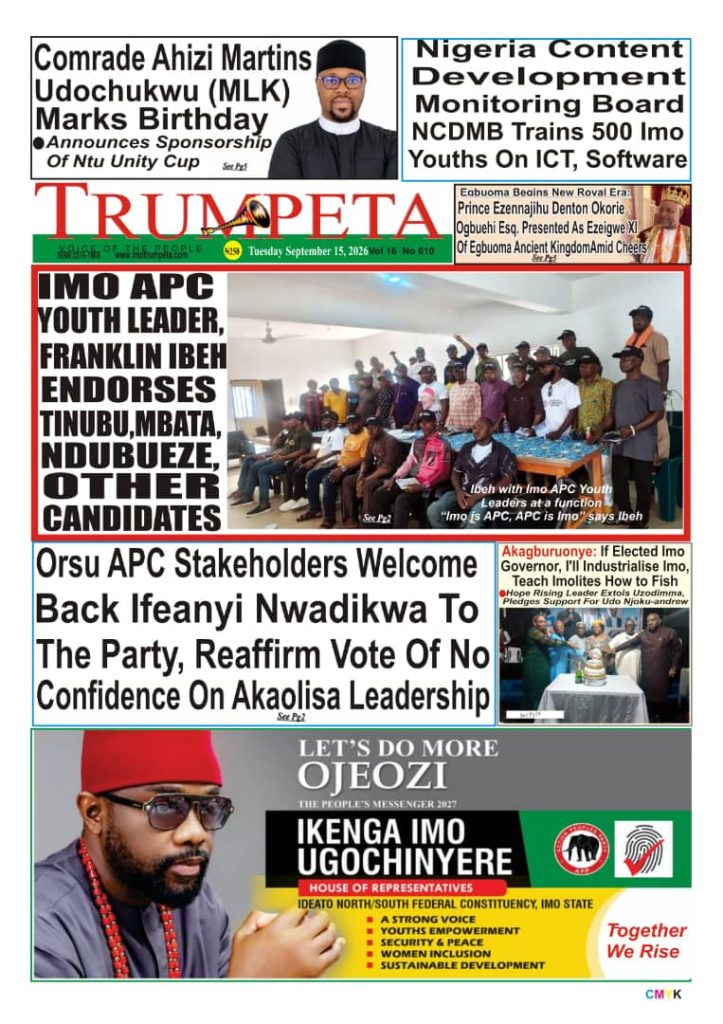 Cover and Inside Pages of Trumpeta, Tuesday, 15th September, 2026